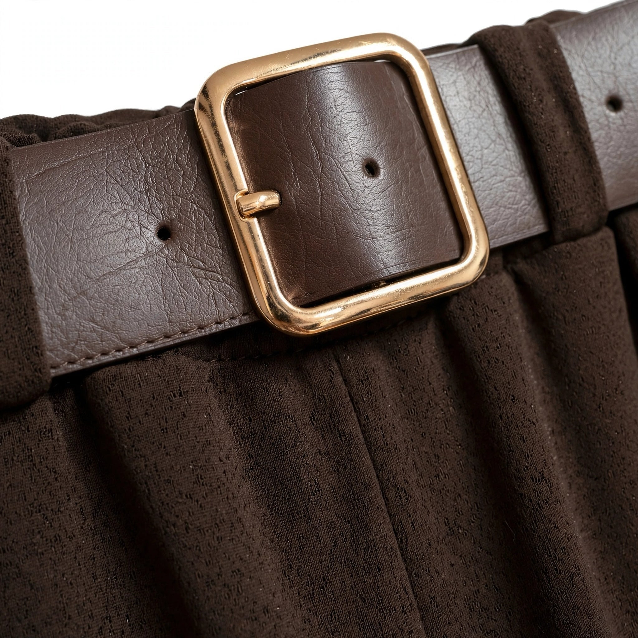 Pantalones De Corte Recto Con Cinturón Chocolate - Las Cucadas