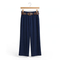 Pantalones De Corte Recto Con Cinturón Marino - Las Cucadas