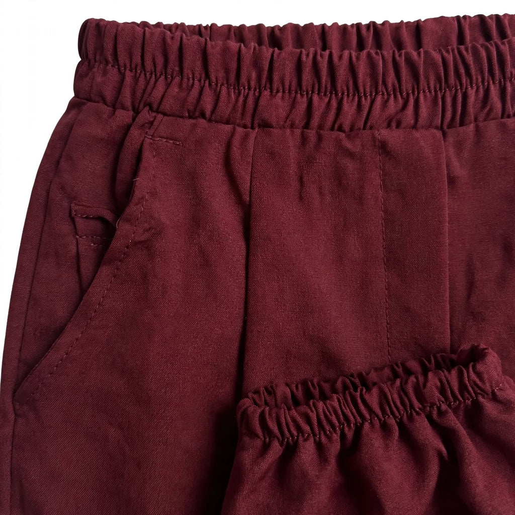 Pantalones Jogger Burdeos con Cintura y Tobillera Elástica - Las Cucadas