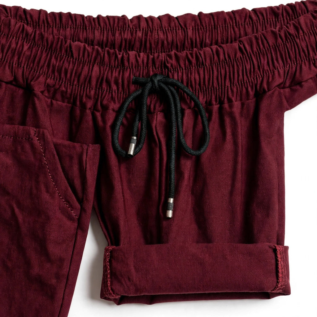 Pantalones Jogger Burdeos Mujer Talla Grande | Cintura Elástica y Bolsillos - Las Cucadas