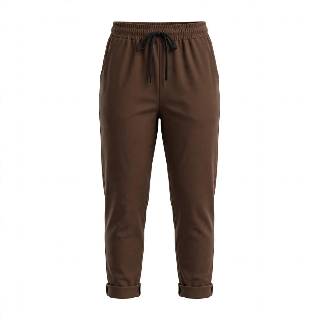 Pantalones Jogger Marrón Chocolate Mujer Talla Grande | Cintura Elástica - Las Cucadas