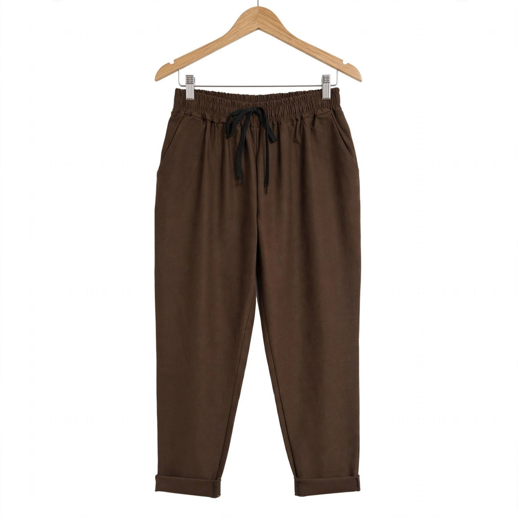 Pantalones Jogger Marrón Chocolate Mujer Talla Grande | Cintura Elástica - Las Cucadas